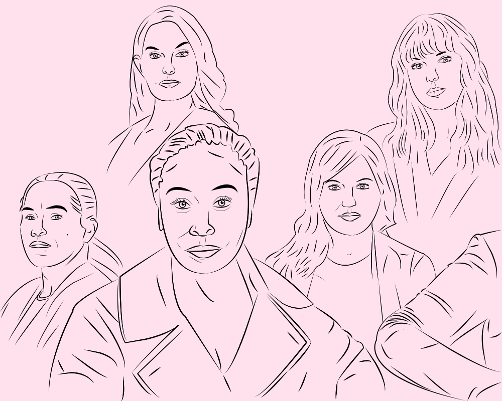 Das Bild zeigt Umrissporträts der Frauen auf der "Person Of The Year 2017"-Ausgabe des Time Magazines. Von Links oben nach rechts unten: Ashley Judd, Taylor Swift, Isabel Pascual, Adama Iwu, Susan Fowler, und eine anonyme Person von der nur der Ellenbogen zu sehen ist.